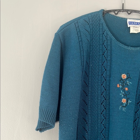 Blue Cape Cod Crew Neck Sweater with Cable Knit Pattern - Picture 5 of 6